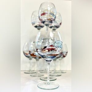 Artland Helios Handmade Stained Glass 8” Grand Bordeaux Wine Glasses - Set of 10